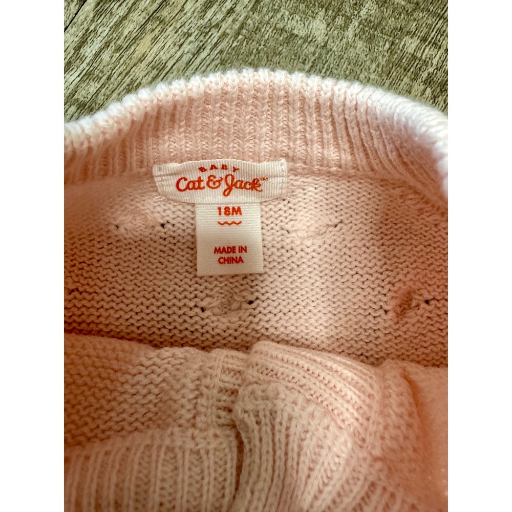 Cat & Jack Baby Girls Baby Pink Popcorn Knit Button Front Cardigan Sweater 18M - Picture 3 of 7